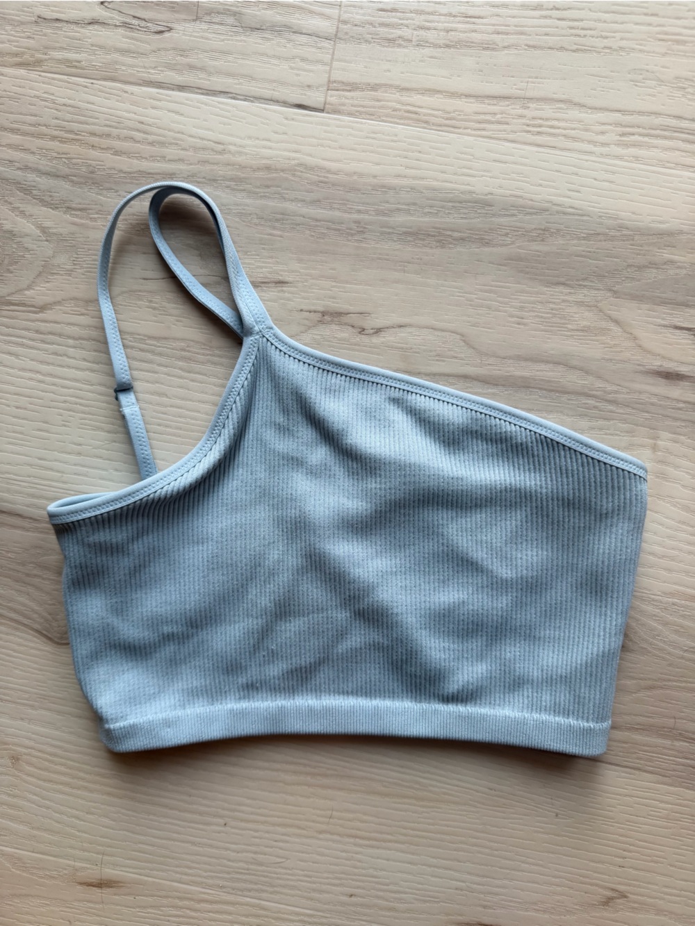 aerie One-Shoulder Ribbed Bralette in Light Gray